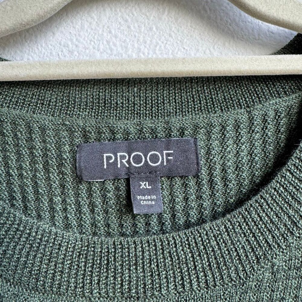 Proof Huckberry Mens 72 Hour Merino Wool Sweater XL Green Minimalist Waffle Knit - Picture 3 of 5